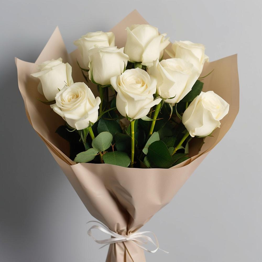 Букет 9 Белых роз Эдлесс Лав в Большая Вруда