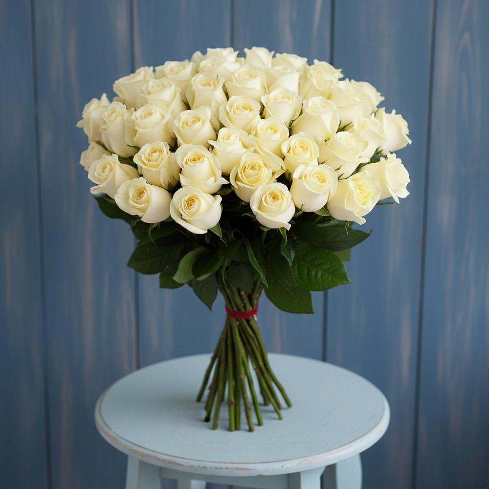 Букет 51 Белая роза Эдлесс Лав в Большая Вруда
