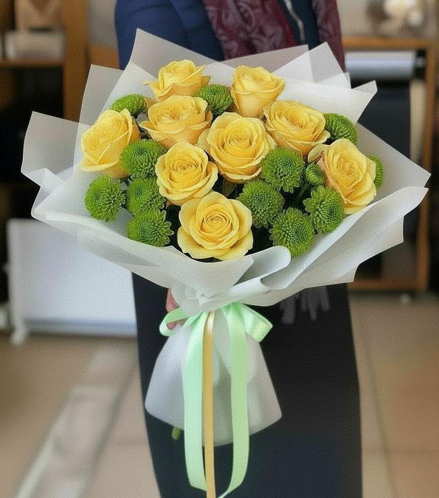 Букет цветов из: Хризантемы и Розы в Большая Вруда