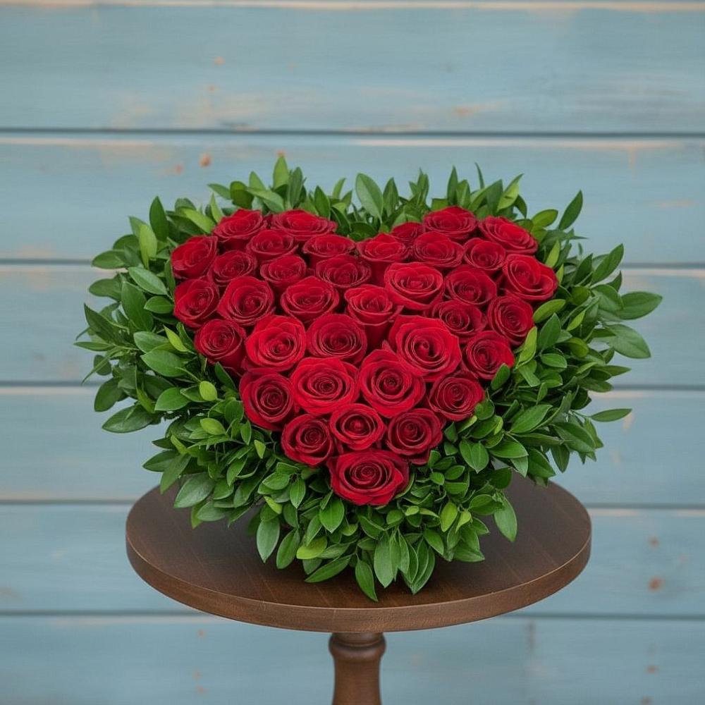 Цветочная композиция из Розы в виде сердца в Большая Вруда