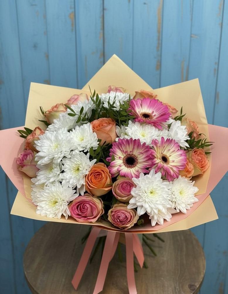 Букет цветов из: Розы, Герберы и Хризантемы в Большая Вруда