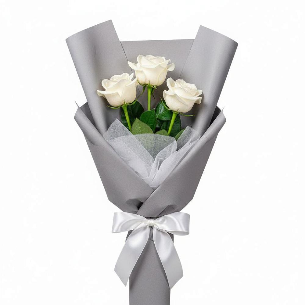Букет 3 белые розы в Большая Вруда