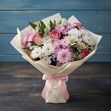 Букет цветов из:  Хризантемы, Альстромерии и Розы в Большая Вруда