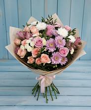 Букет цветов из:  Хризантемы, Розы и Альстромерии в Большая Вруда