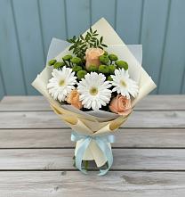 Букет цветов из:  Герберы, Розы и Хризантемы в Большая Вруда