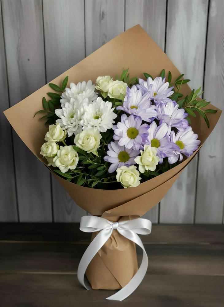 Букет цветов из: Хризантемы и Розы в Большая Вруда