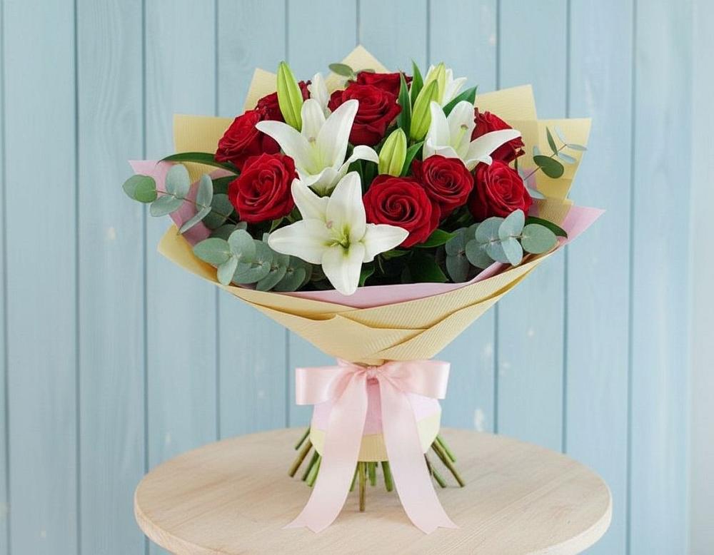 Букет цветов из: Лилии и Розы в Большая Вруда